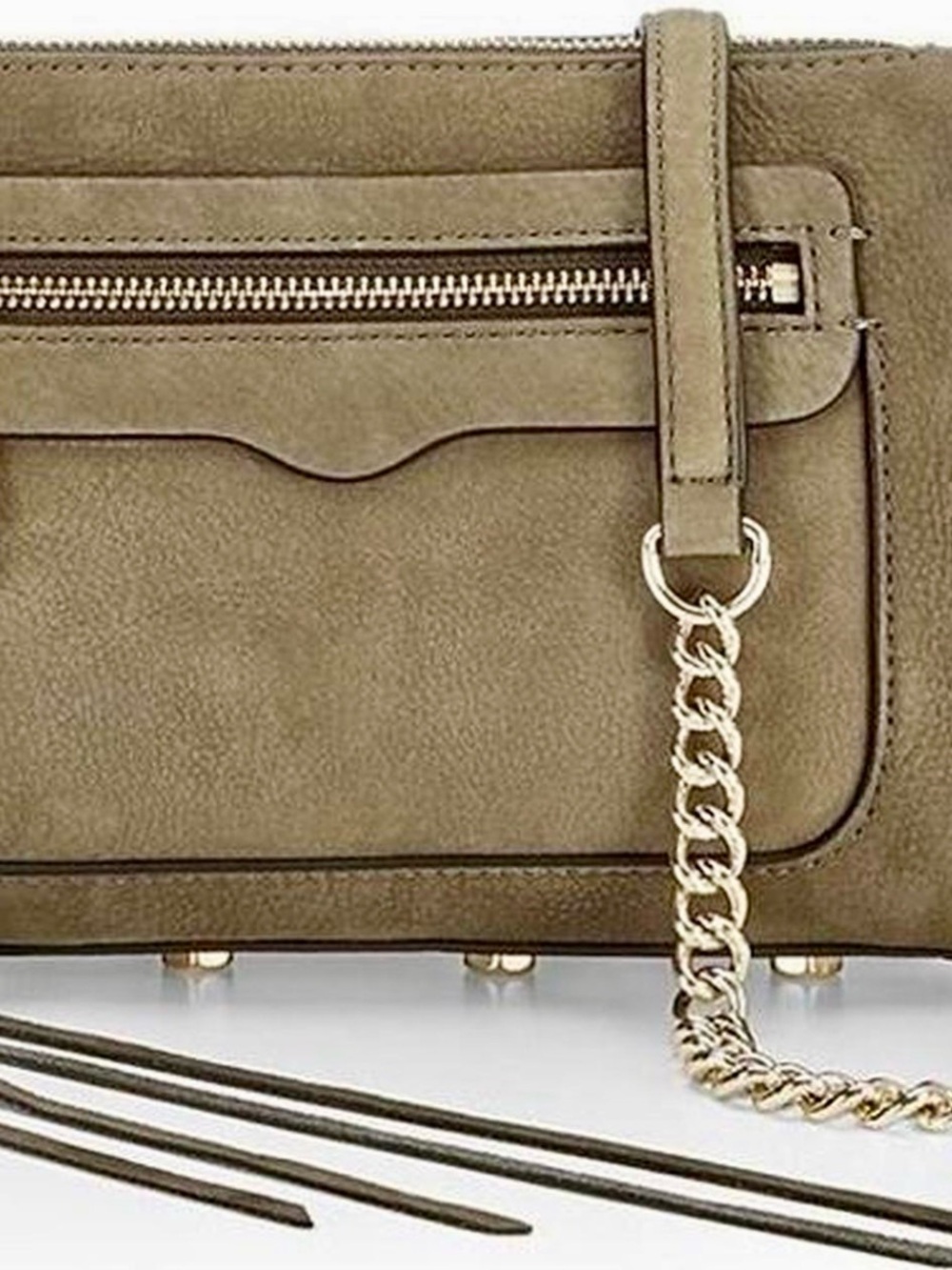 Rebecca Minkoff Olive Suede Crossbody with Gold Chain